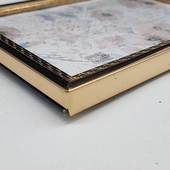 Vintage Gold Tone Brass Ornate Picture Frame Lattice Boarder 5-1/8x7-1/8 - Picture 10 of 11